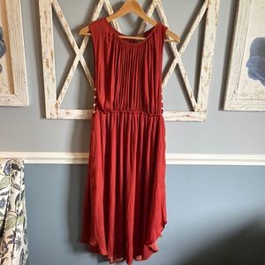 Anthropologie | Rust Orange & Stripe Midi Dress